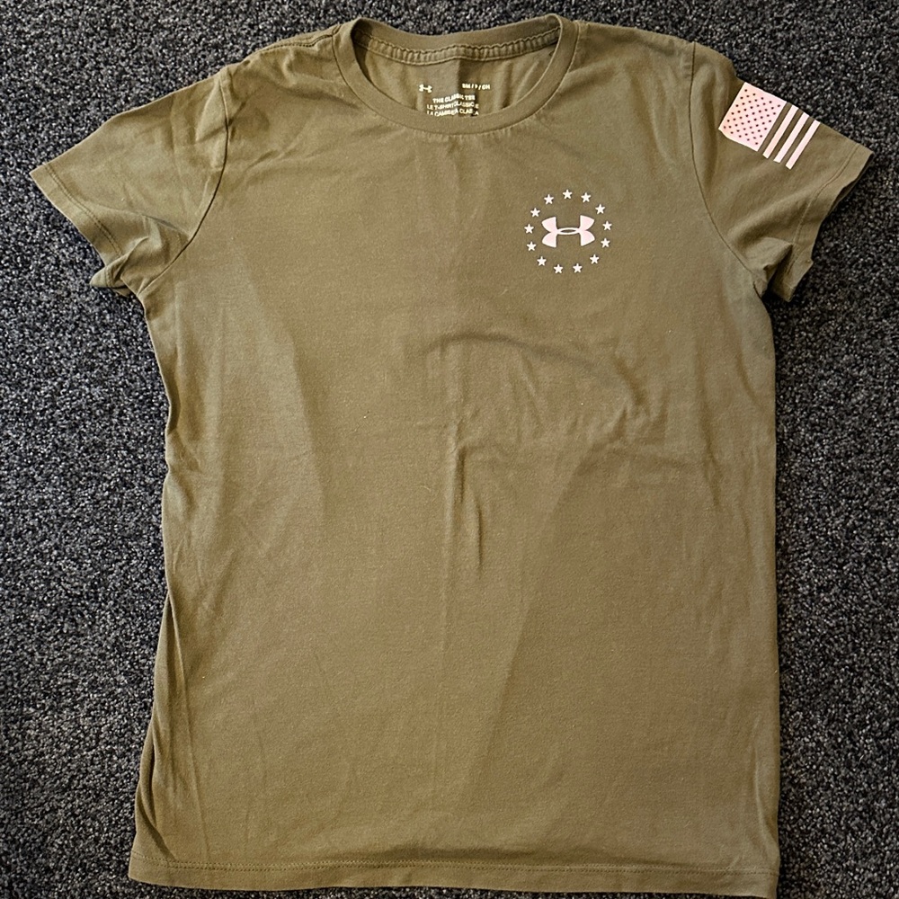 Under Armour Military Green Tee with Flag Detail